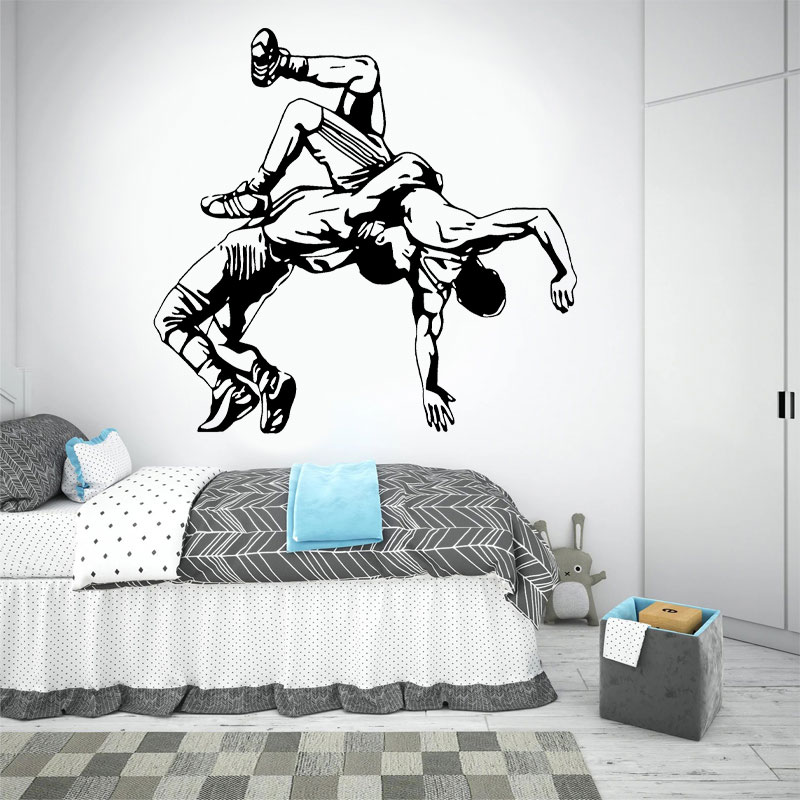 Home Gym On Wall - Wrestling Throw Wall Decals Vinyl Wrestler