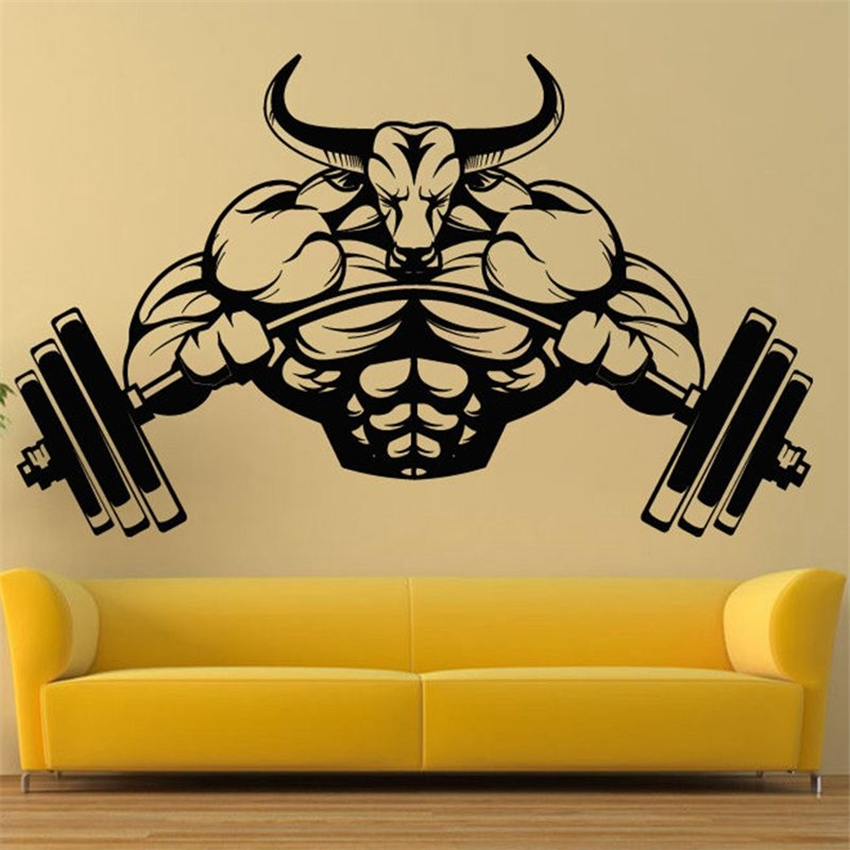 Home Gym On Wall - Gym Sticker Fitness Bodybuilding Posters Muscle