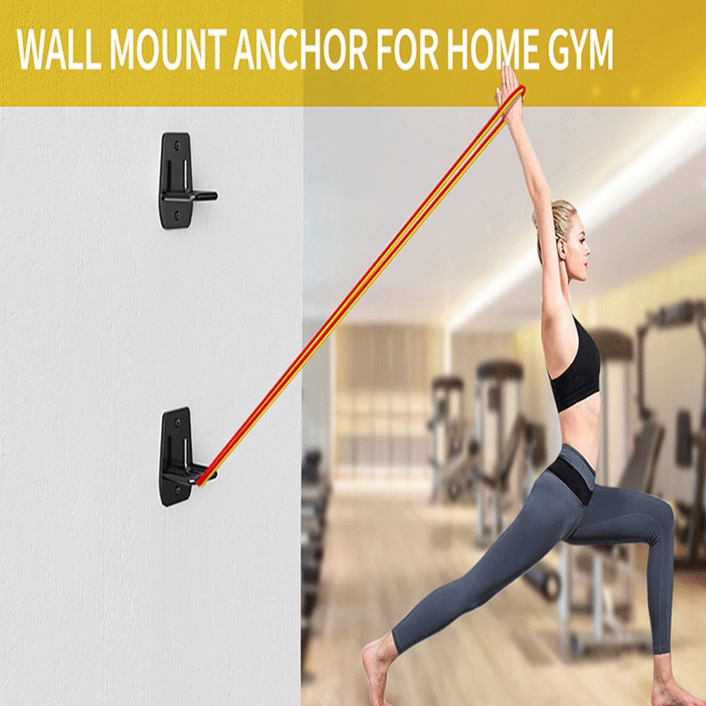 Home Gym Equipment - 3Pcs Black Exercise Band Wall Anchor