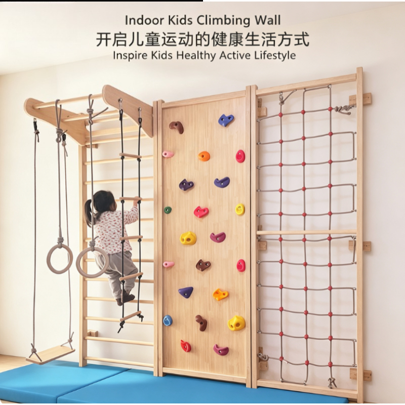 Home Gym For Toddlers - Wall Mounted Kids Climbing Panel Indoor